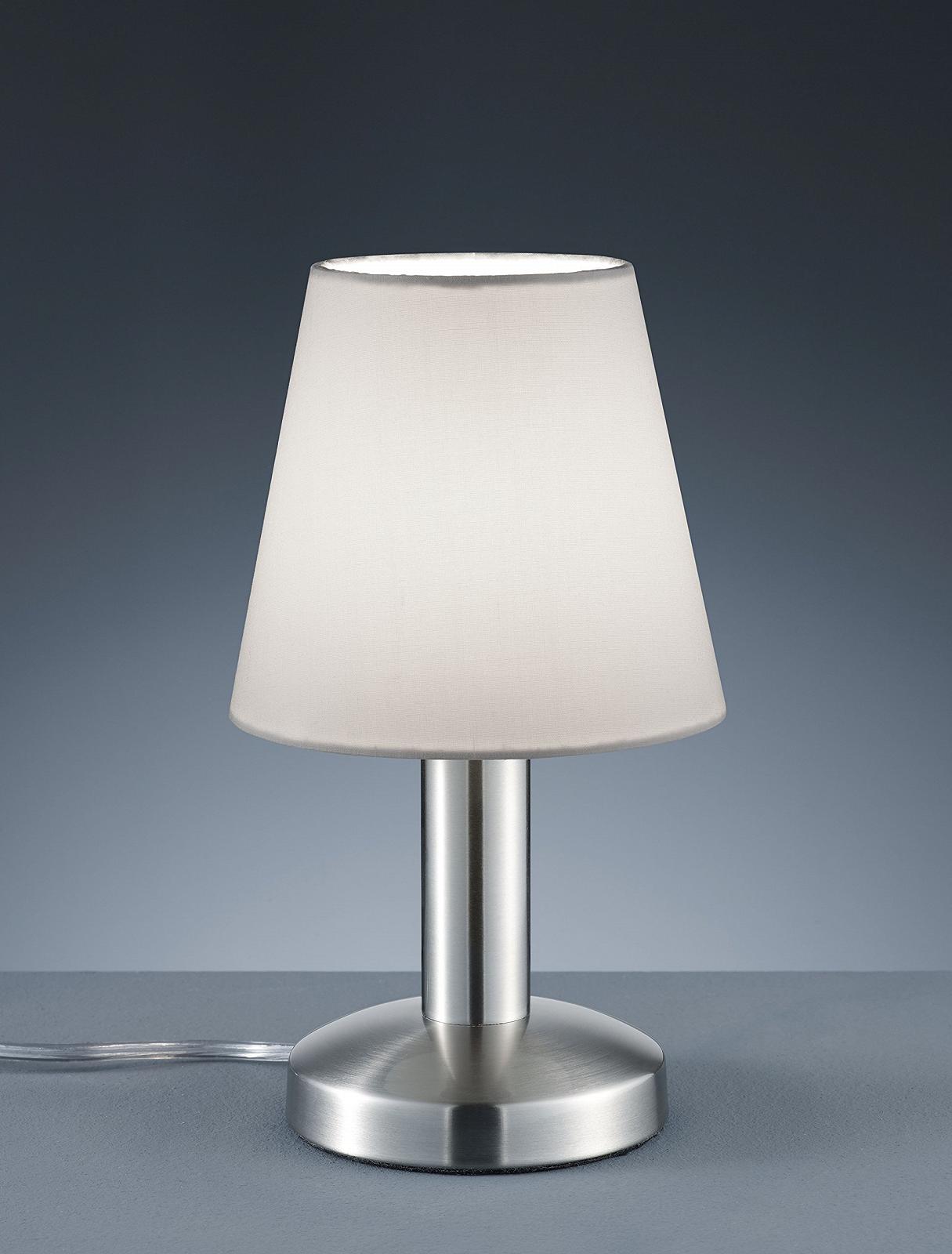 Настільна лампа Trio Leuchten Mats II 599700101 Метал Матовий нікель Тканинний абажур Білий E14 Touch, фото №2