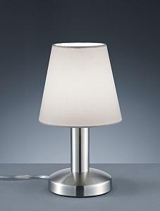 Настільна лампа Trio Leuchten Mats II 599700101 Метал Матовий нікель Тканинний абажур Білий E14 Touch synthetic.ua - Фото 1