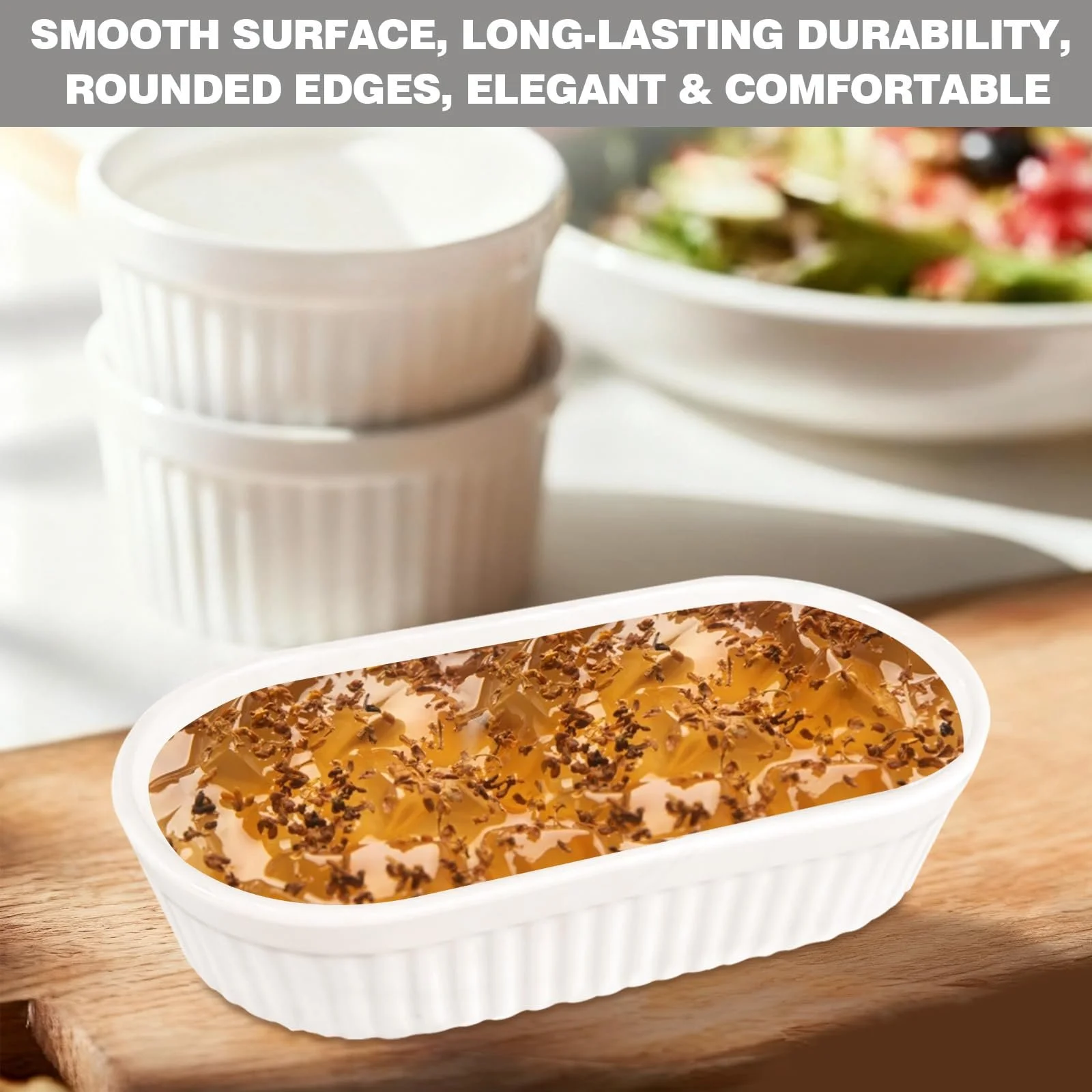 Набор форм для крем-брюле 6 шт. 200 мл фарфоровые овальные термостойкие, фото №4