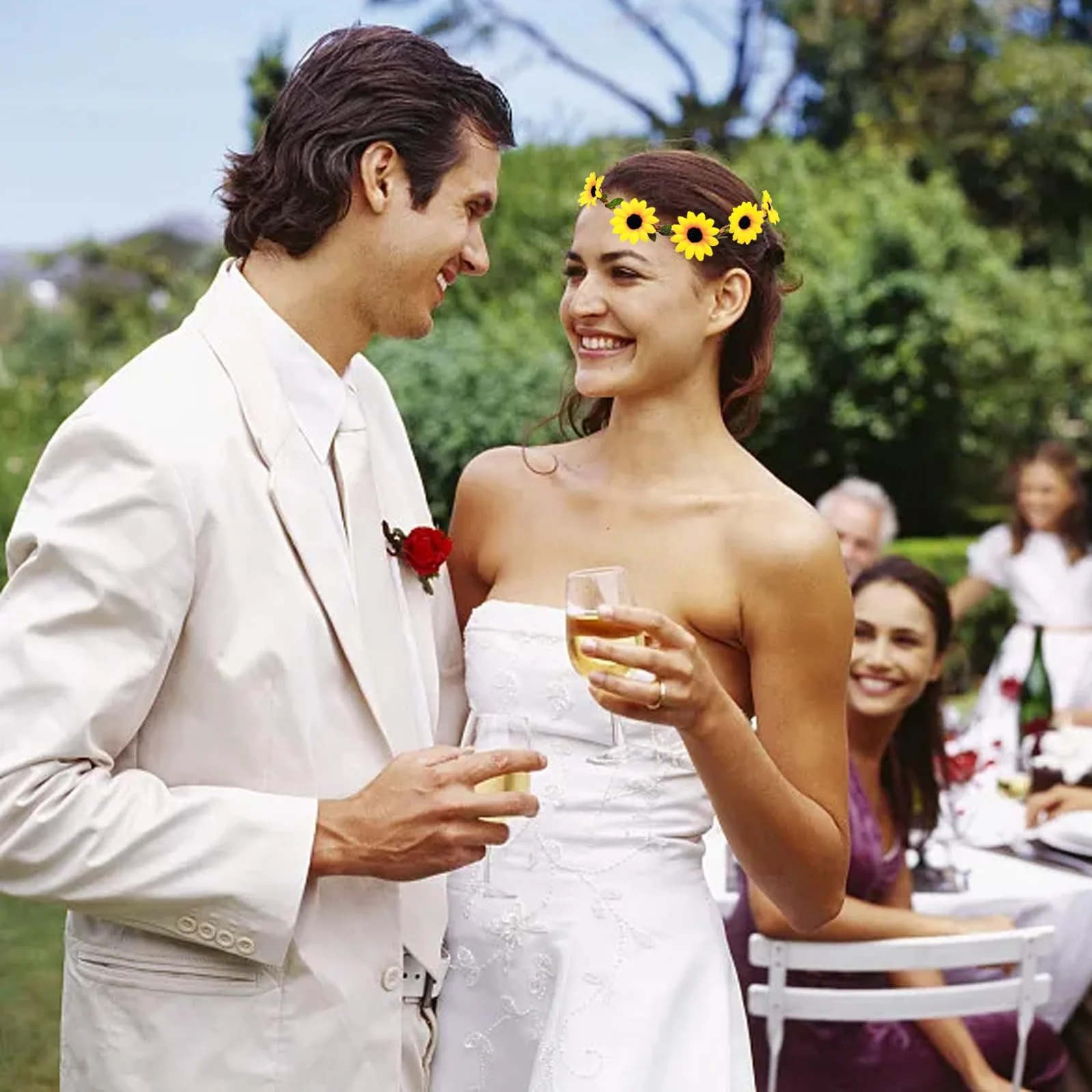 Вінок Квітковий З соняшниками та кліпсами ромашками Жовтий, фото №4 Вінок Квітковий З соняшниками та кліпсами ромашками Жовтий, фото №4