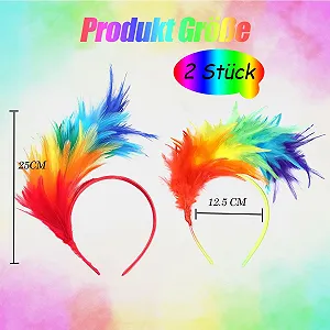 Набор из 2 обручей на голову с радужными перьями. synthetic.ua - Фото 1