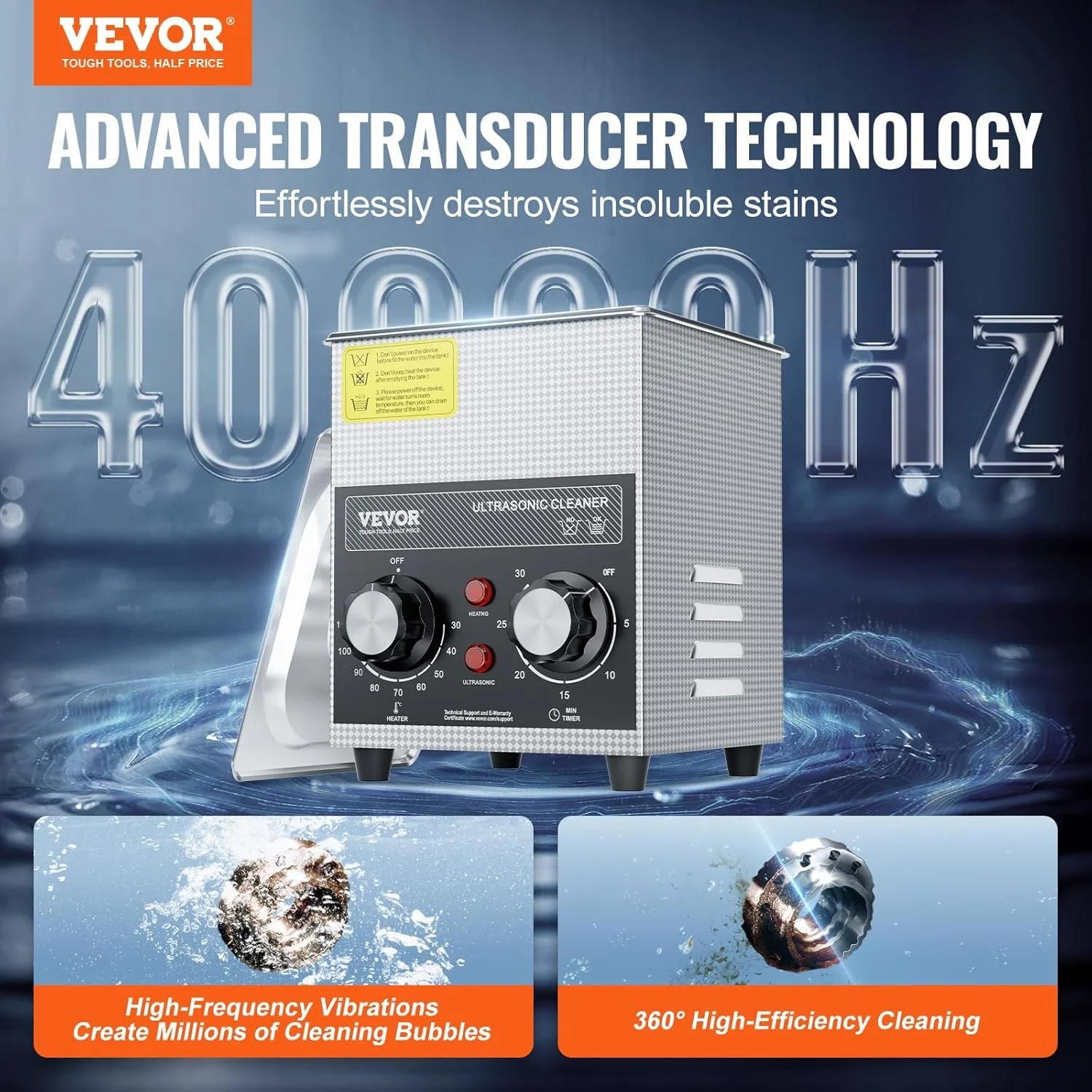 Ультразвуковий очисник Vevor Ultrasonic Cleaners 2L KZ-S2 Silver, фото №2 Ультразвуковий очисник Vevor Ultrasonic Cleaners 2L KZ-S2 Silver, фото №2