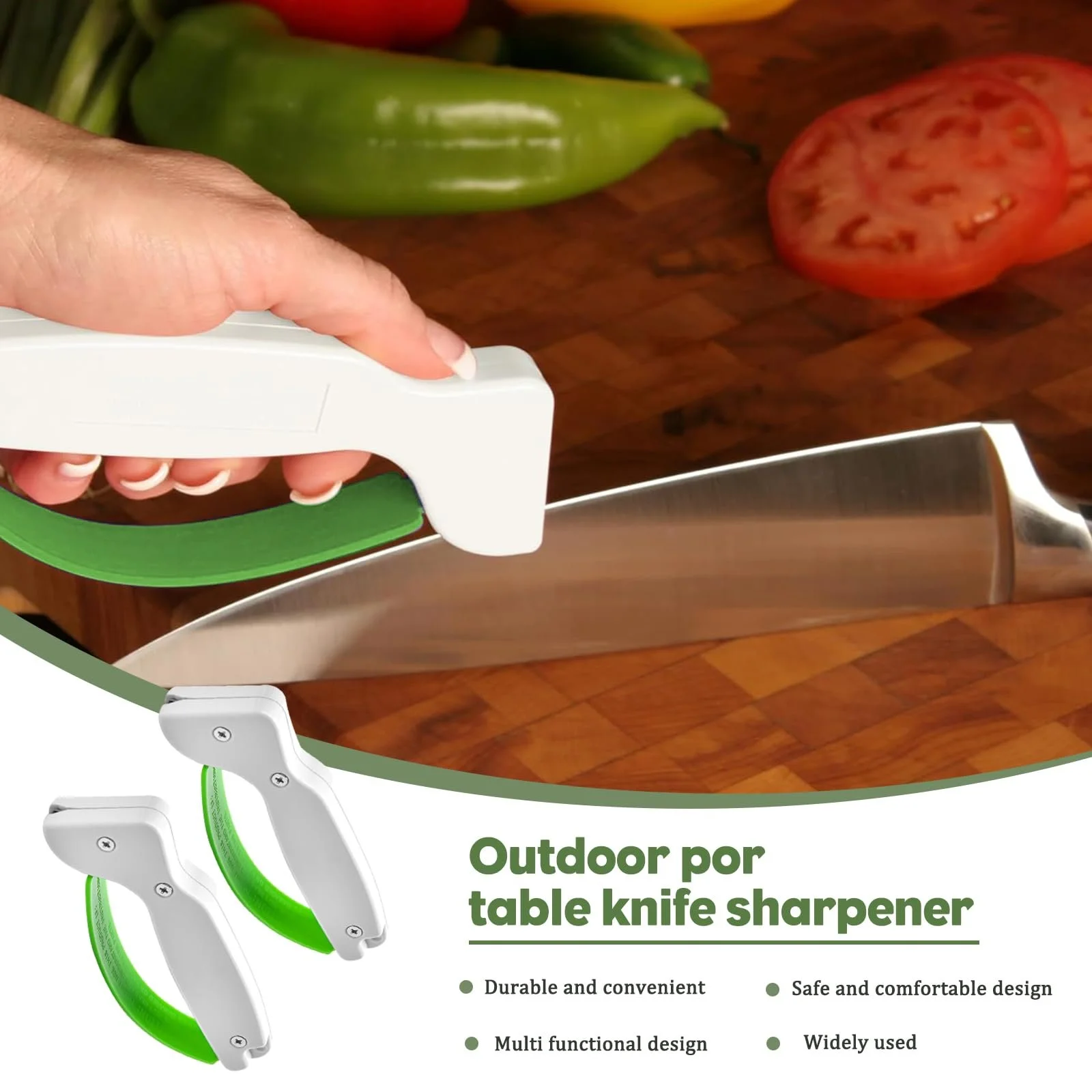 Точилка для ножів SAITUO 2 Ручна для садових інструментів та газонокосарок Портативна з ергономічною ручкою, фото №7