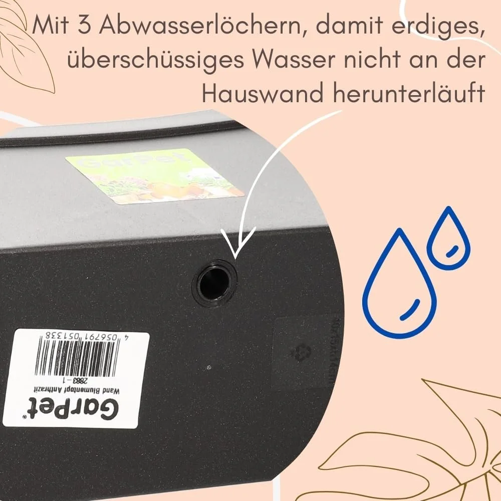 Набір горщиків настінних 2 шт. антрацит, фото №5