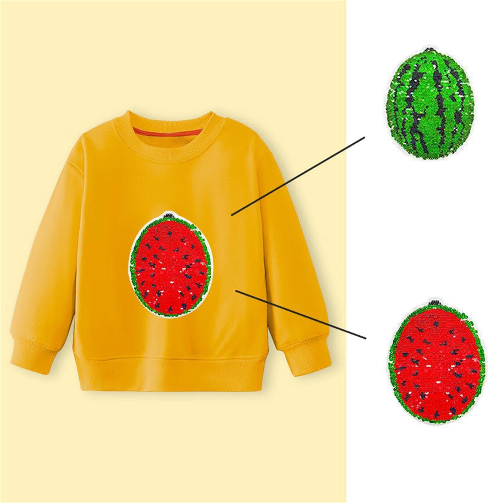 Худи для мальчиков и девочек, свитшот, пуловер, весна, разноцветные блестки, большой, детский, длинные рукава, детский мультяшный арбузный узор, пуловер Digger 98, фото №3