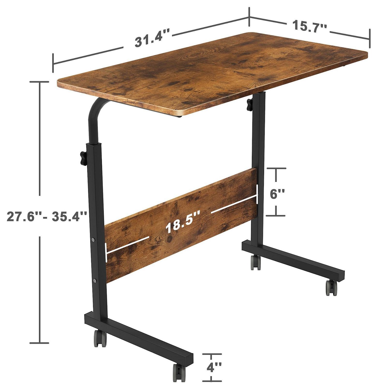 Столик для ноутбука Soges, приставной столик на колесиках, регулируемый по высоте столик для ПК, столик для ноутбука, подставка для ноутбука, столик для ухода за кроватью и диваном, 80 x 40 см, фото №2
