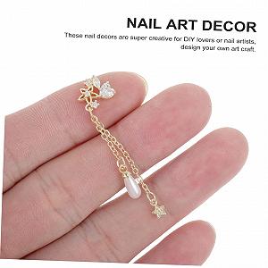 Цепочка Ювелирная Золотая с Жемчужной Подвеской для Дизайна Ногтей 3 шт. synthetic.ua - Фото 1