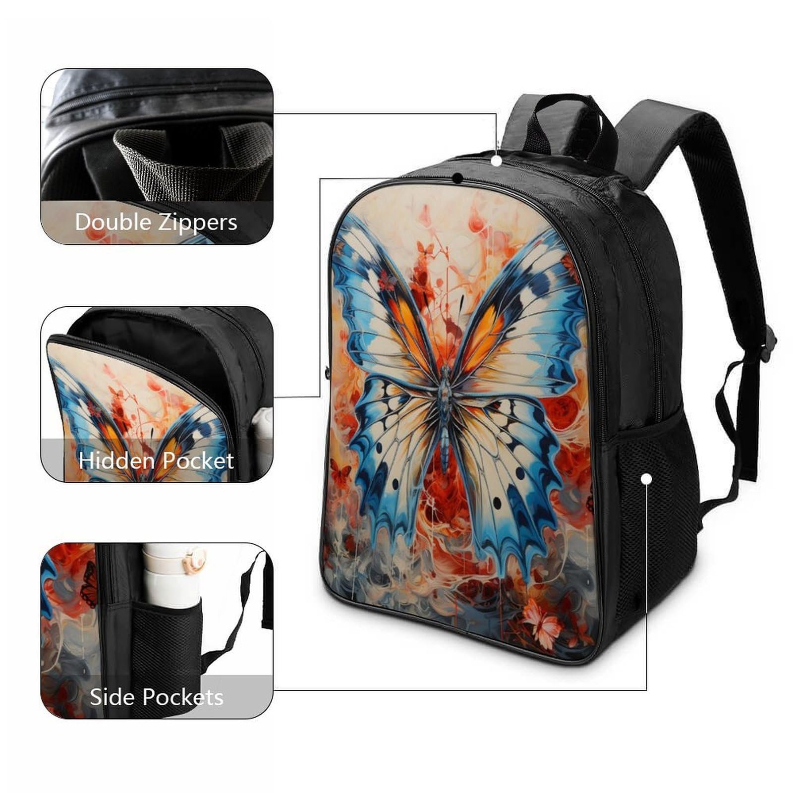 Рюкзак FPAKAKIIE Butterfly 3D, детский, большой, для девочек, школьный, 40x28x16 см, фото №3