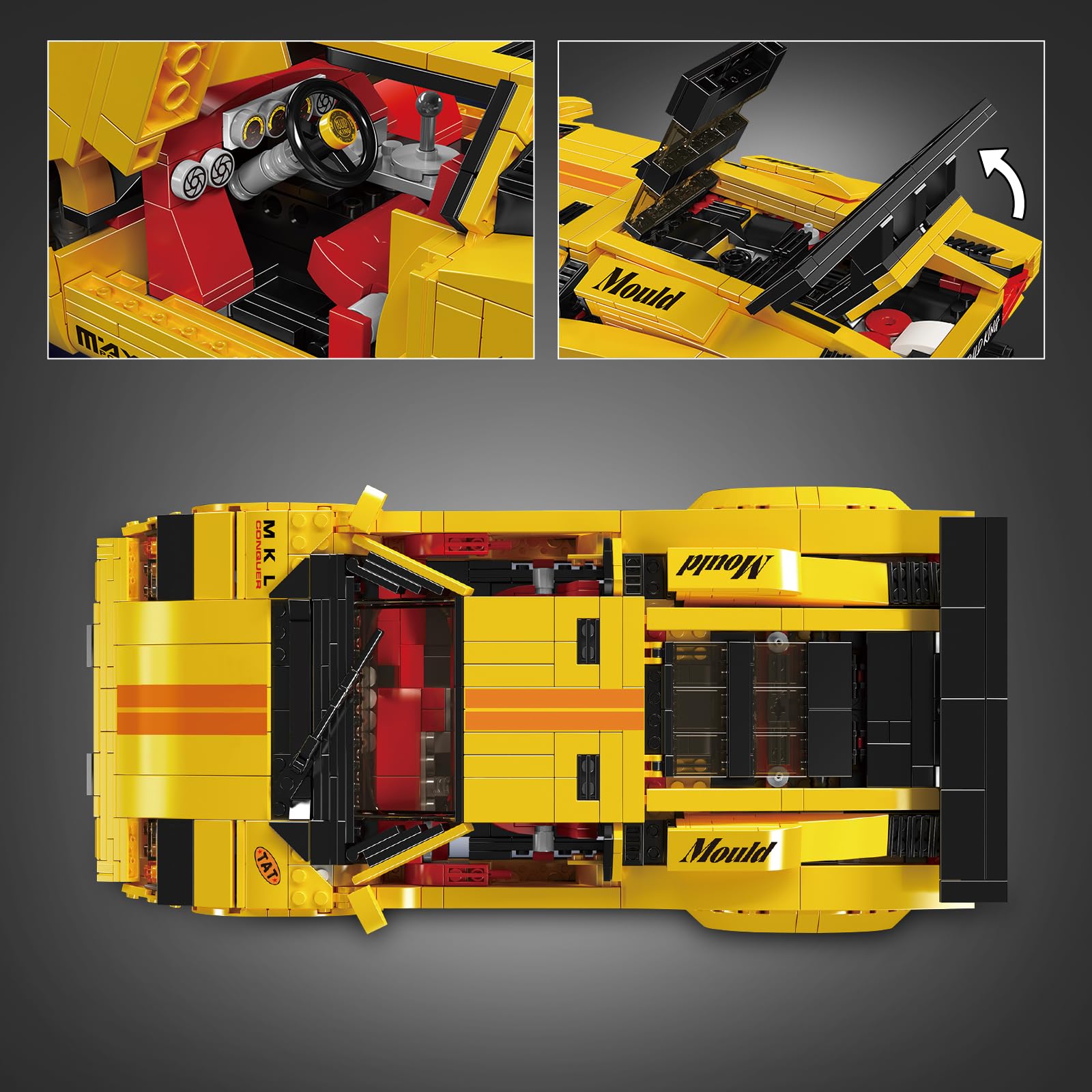 Технічний Mould King 13195H Спортивний автомобіль Конструктор 1384 деталі, фото №3