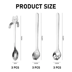 Набор из 9 кошачьих ложек с когтями, ложка для размешивания из нержавеющей стали, милая десертная ложка с кошачьим когтем, подарочная ложка для женщин, кухонный гаджет для украшения кошек, подарки для любителей кошек synthetic.ua - Фото 1