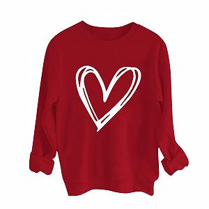 Женский повседневный свитшот ко Дню святого Валентина 2024 Круглый вырез Длинный рукав Принт Сердце Свитшот Топ Милый мешковатый - Фото 1