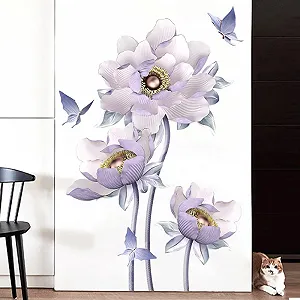 Наклейка на стіну Runtoo 3D Flowers Purple Lotus Фіолетовий лотос 3D synthetic.ua - Фото 1