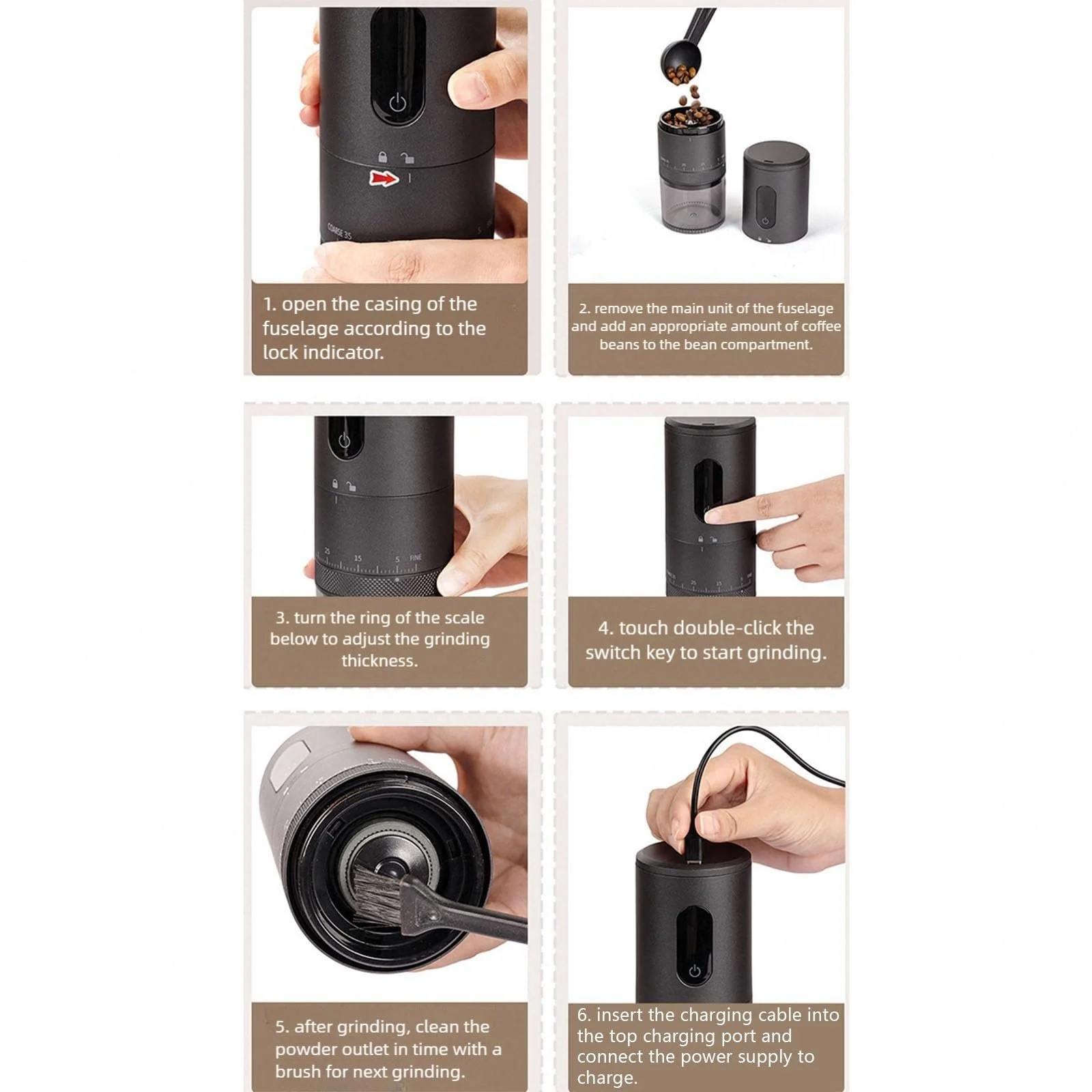 Кофемолка Dauerhafter Steingut-Bohrer Модифицируемый Тихий двигатель Кофе, фото №5