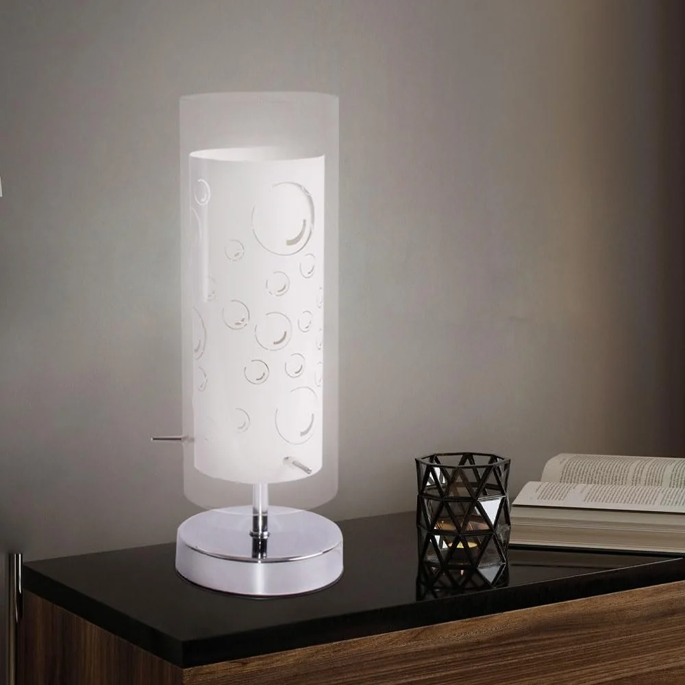 Настільна лампа etc-shop скляна з мотивом повітряних бульбашок 1x E14 Ø12х34 см Біла, фото №6