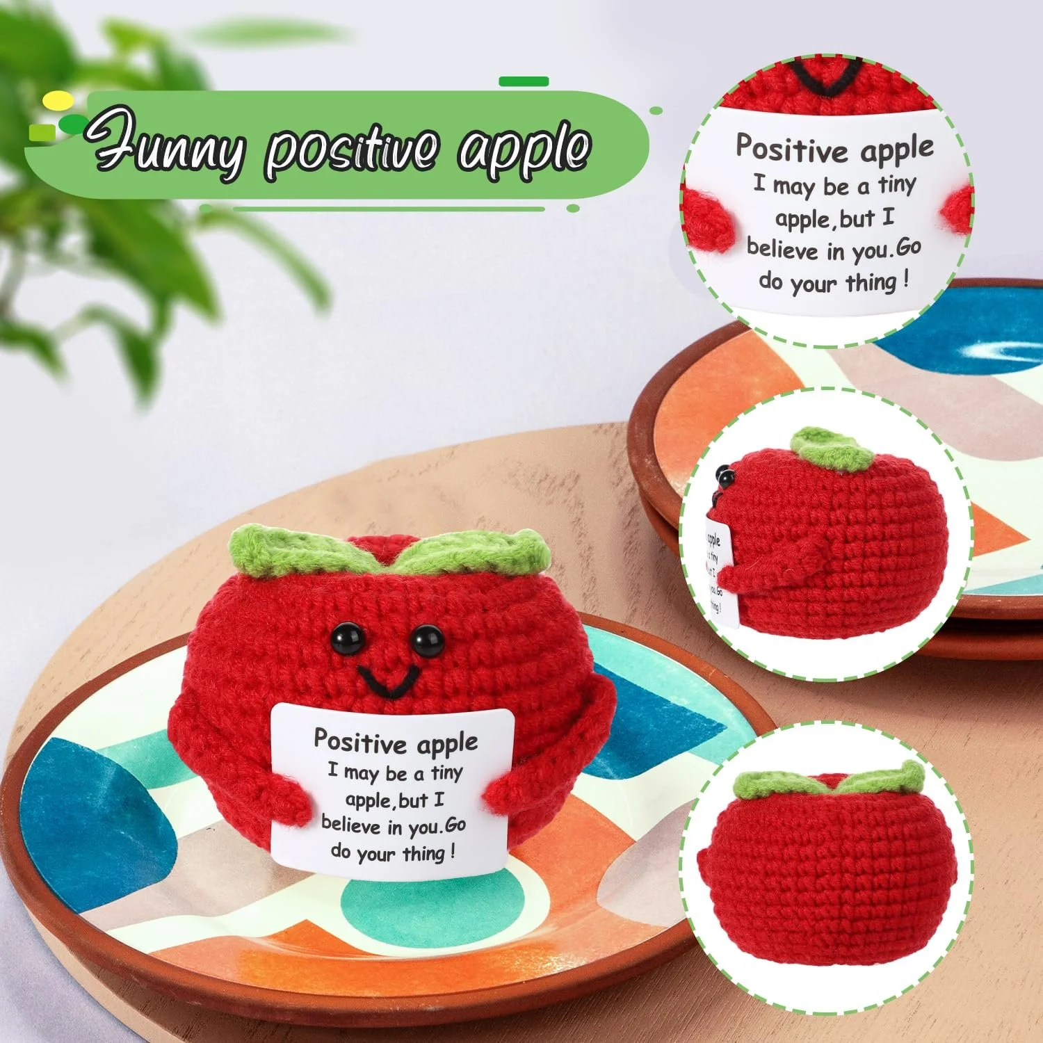 Вязаная игрушка Яблоко BOXOB 5 см Плюшевая игрушка из флиса, фото №3 Вязаная игрушка Яблоко BOXOB 5 см Плюшевая игрушка из флиса, фото №3