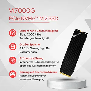 Внутренний SSD Verbatim Vi7000G NVMe M.2 PCIe Gen 4 4 ТБ Black synthetic.ua - Фото 1