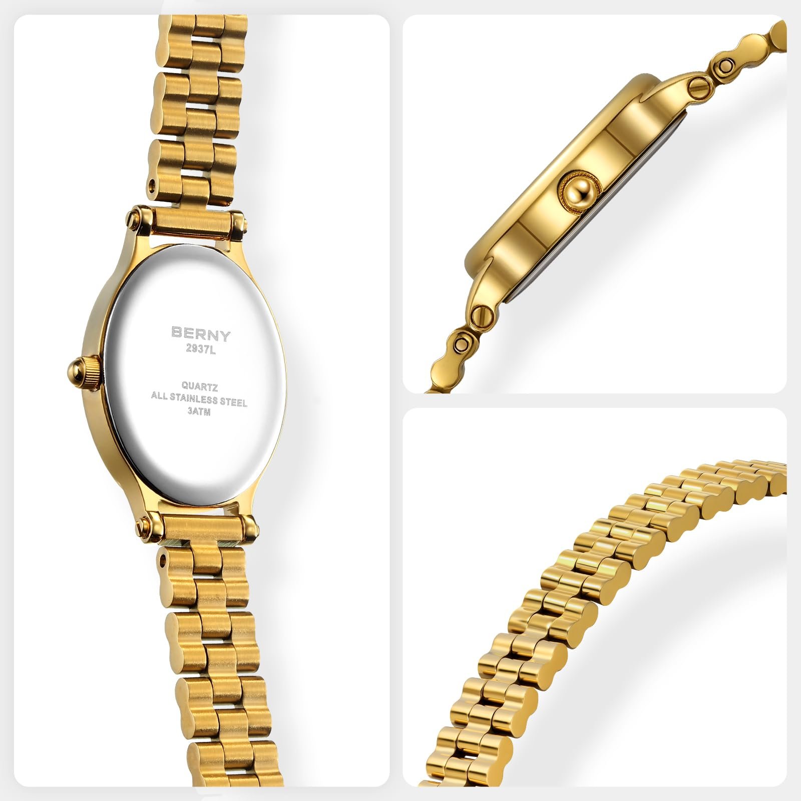 Часы Berny Кварцевые Винтажные Ovaluhr Золотой, фото №4