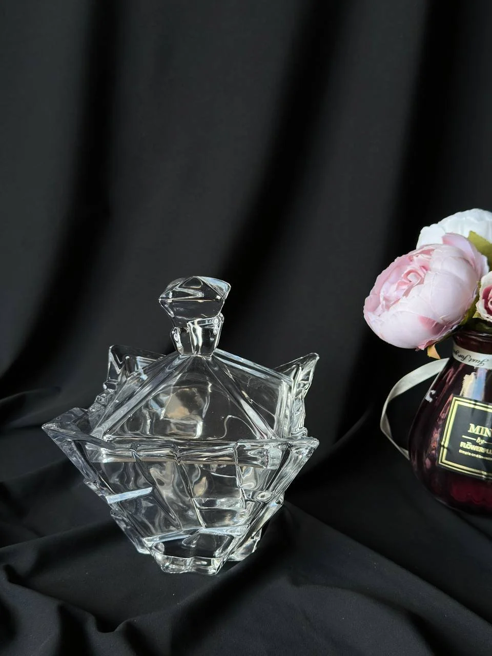 Скляна цукерниця з кришкою, фото №1