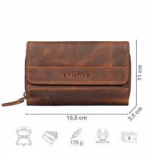 Кошелек STILORD Lupa Среднего размера Кожаный Женский С защитой NFC и RFID Коричневый synthetic.ua - Фото 1
