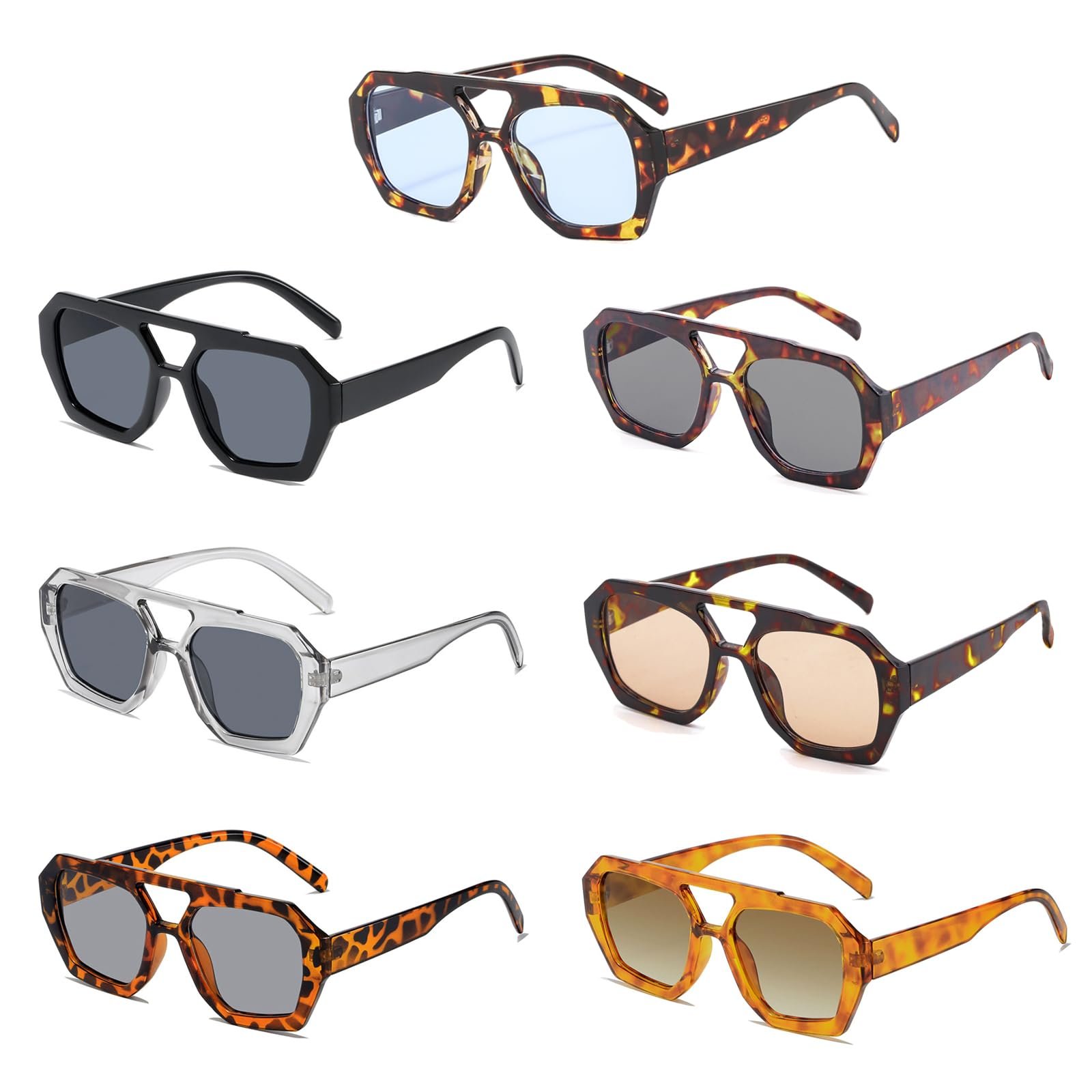 Солнцезащитные очки Авиатор LJCZKA Retro Квадратные с двойным мостиком Классические 70-х Плоские с защитой UV400, фото №6 Солнцезащитные очки Авиатор LJCZKA Retro Квадратные с двойным мостиком Классические 70-х Плоские с защитой UV400, фото №6