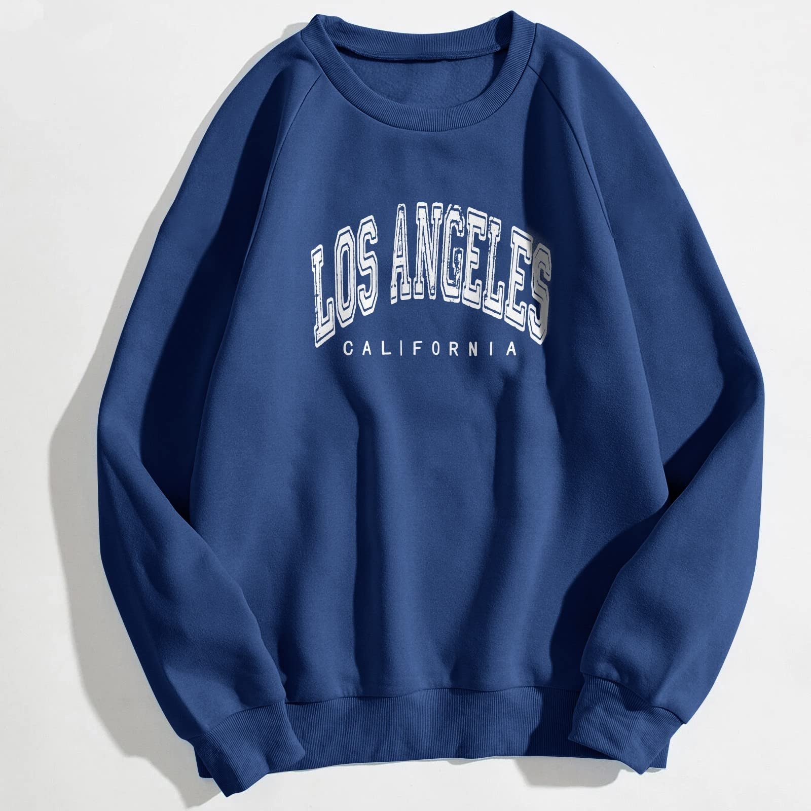 Женский свитшот с принтом Лос-Анджелеса, Калифорния, круглый вырез, топ в стиле колледжа, винтажный, тонкая одежда, буквенный, повседневный, круглый вырез, рукав реглан, однотонный, фото №4 Женский свитшот с принтом Лос-Анджелеса, Калифорния, круглый вырез, топ в стиле колледжа, винтажный, тонкая одежда, буквенный, повседневный, круглый вырез, рукав реглан, однотонный, фото №4