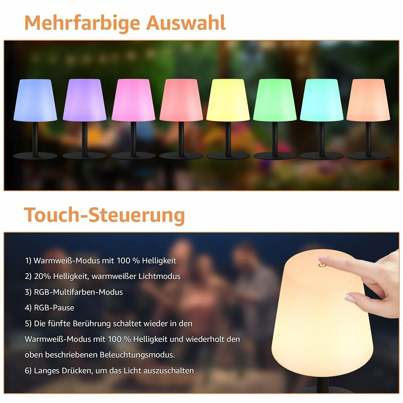 Настольная лампа MALUX LED Wireless 8 цветов Диммер IP44, фото №3