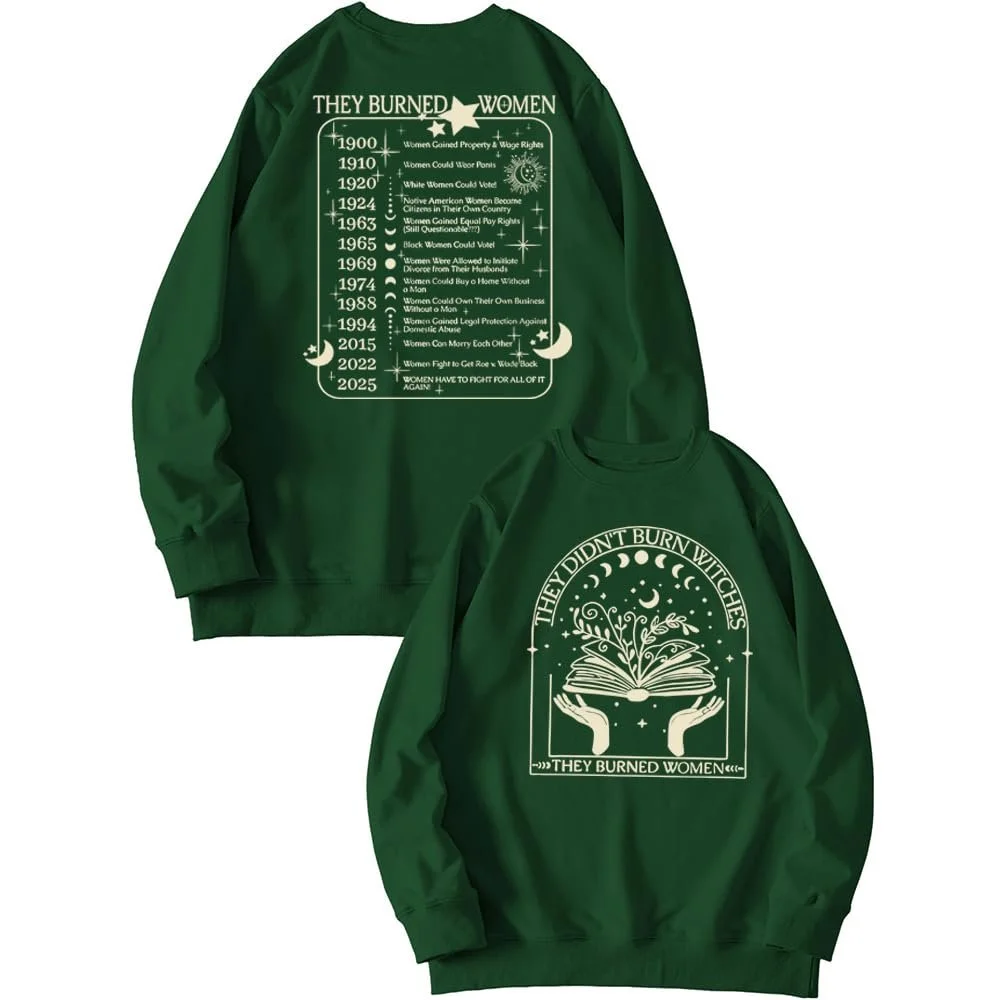 Женский свитшот MLZHAN с принтом "They Didn't Burn Witches" спереди, с длинными рукавами, фото №1