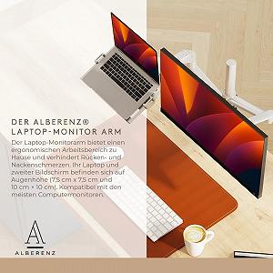 Тримач 2-в-1 для ноутбука та монітора Alberenz з газовою пружиною, регульований подвійний кронштейн для ноутбуків 12-17 дюймів тмоніторів 17-32 дюйми, сріблястий synthetic.ua - Фото 1