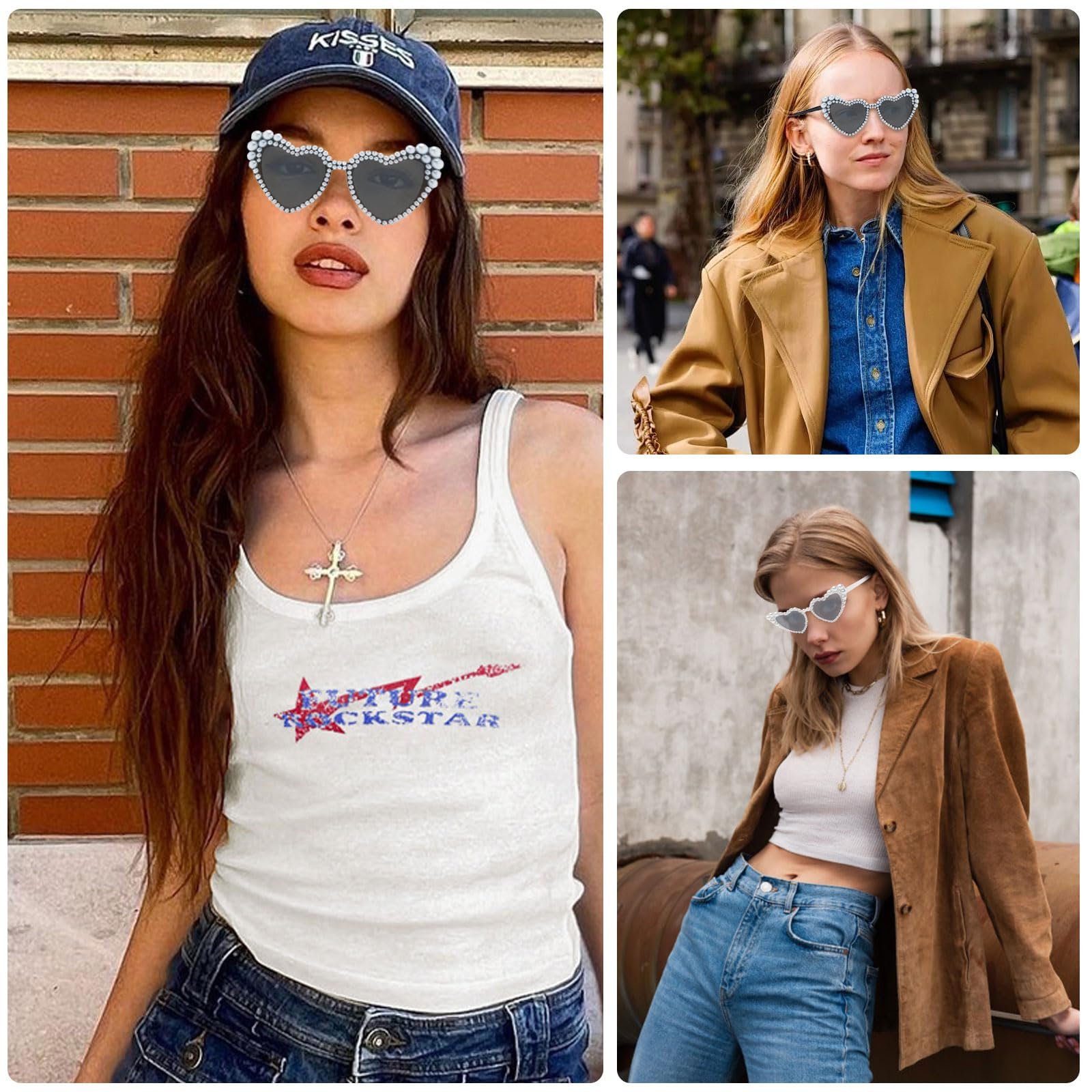 Сонцезахисні окуляри Серце Перламутрові 2 шт, фото №6