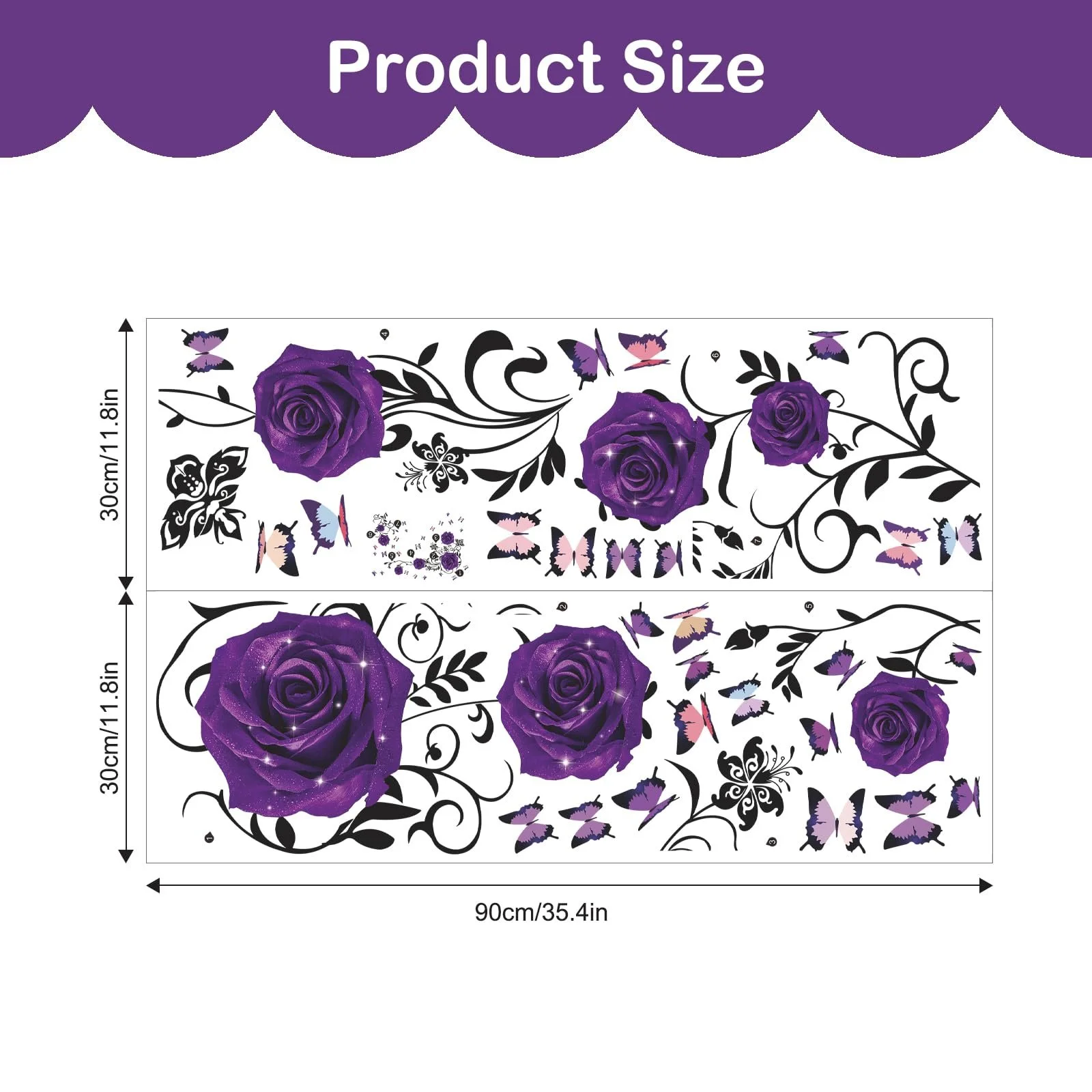 Наклейка на стіну Tanlaby Purple Roses Троянди та Півонії Пурпуровий/Блакитний, фото №6 Наклейка на стіну Tanlaby Purple Roses Троянди та Півонії Пурпуровий/Блакитний, фото №6