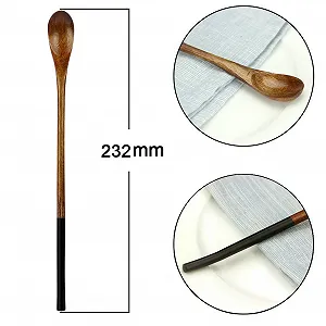 Ложка Деревянная AOOSY С длинной ручкой Набор 5 штук для кофе, льда, чая, горячих напитков Темно-коричневый synthetic.ua - Фото 1