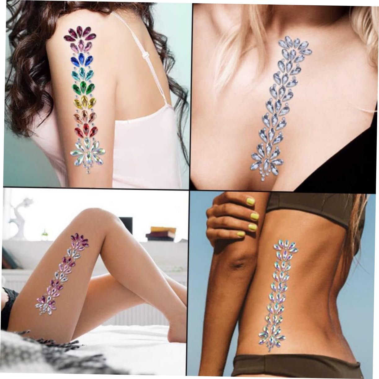 Наклейки Стразы для Лица FOMIYES 5 шт Блестки Белый, Голубой и Радужный, фото №8