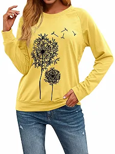 Женский свитшот Dresswel Одуванчик с длинными рукавами, принт одуванчика, осенне-зимняя блузка, топы synthetic.ua - Фото 1