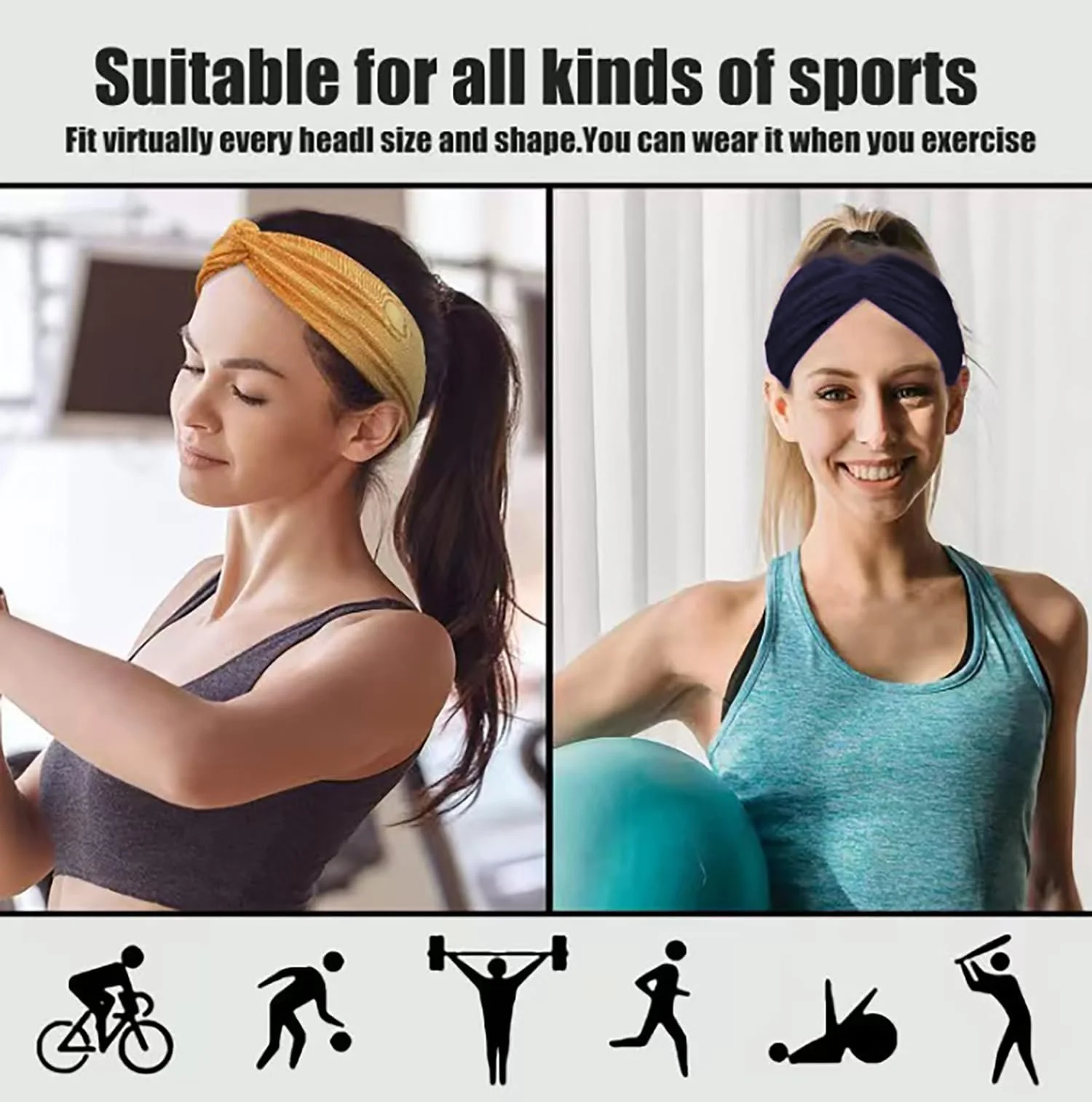 Пов'язка на голову спортивна для жінок, фото №2