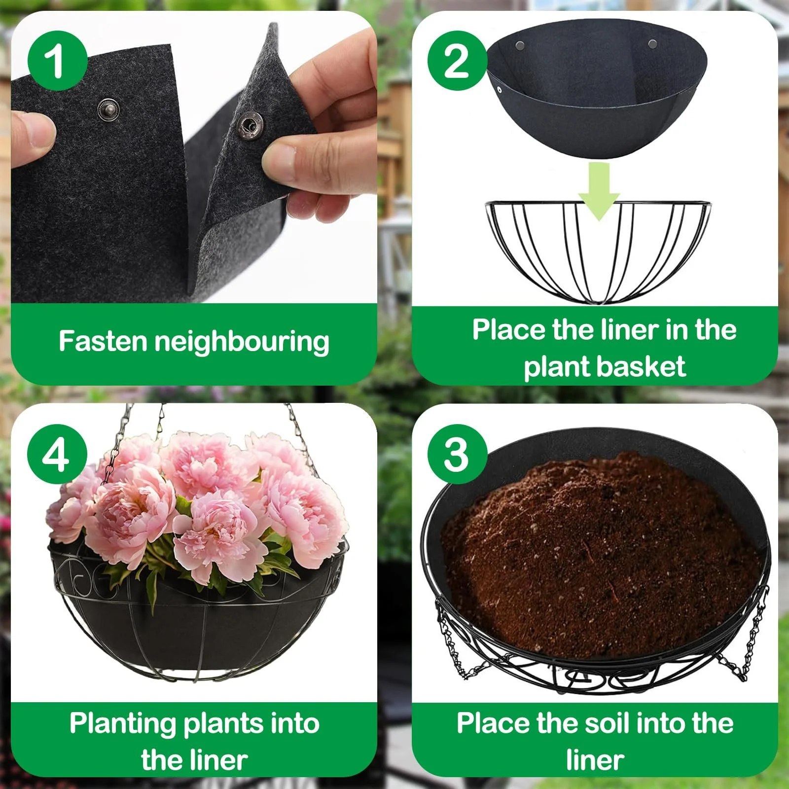 Вставки для підвісних кошиків з повсті 3 шт. 14 дюймів, фото №4