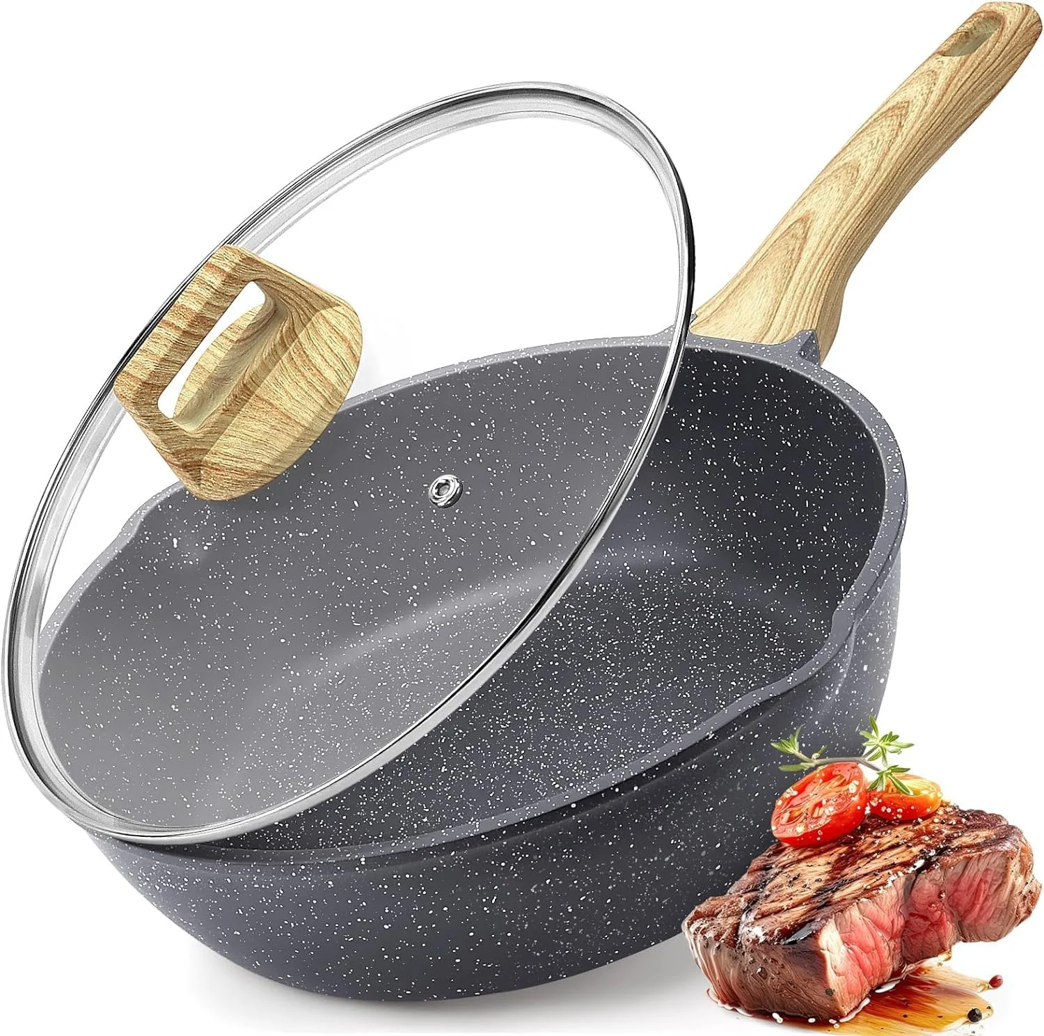 Сковорідка-вок GiPP Sauté Pans з високими стінками 28 см, антипригарна, з кришкою, 4.3 л, керамічне антипригарне покриття, сіра, фото №1 Сковорідка-вок GiPP Sauté Pans з високими стінками 28 см, антипригарна, з кришкою, 4.3 л, керамічне антипригарне покриття, сіра, фото №1
