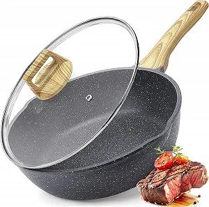 Сковорідка-вок GiPP Sauté Pans з високими стінками 28 см, антипригарна, з кришкою, 4.3 л, керамічне антипригарне покриття, сіра - Фото 1