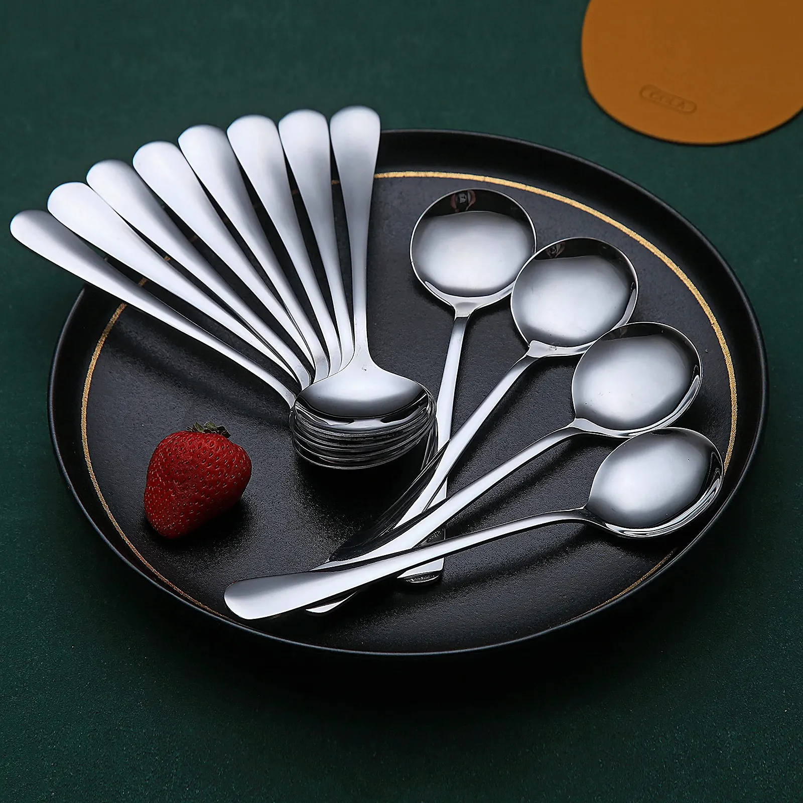 Ложка для супу Berglander, 6 шт., з нержавіючої сталі, кругла, класична блискуча, фото №8