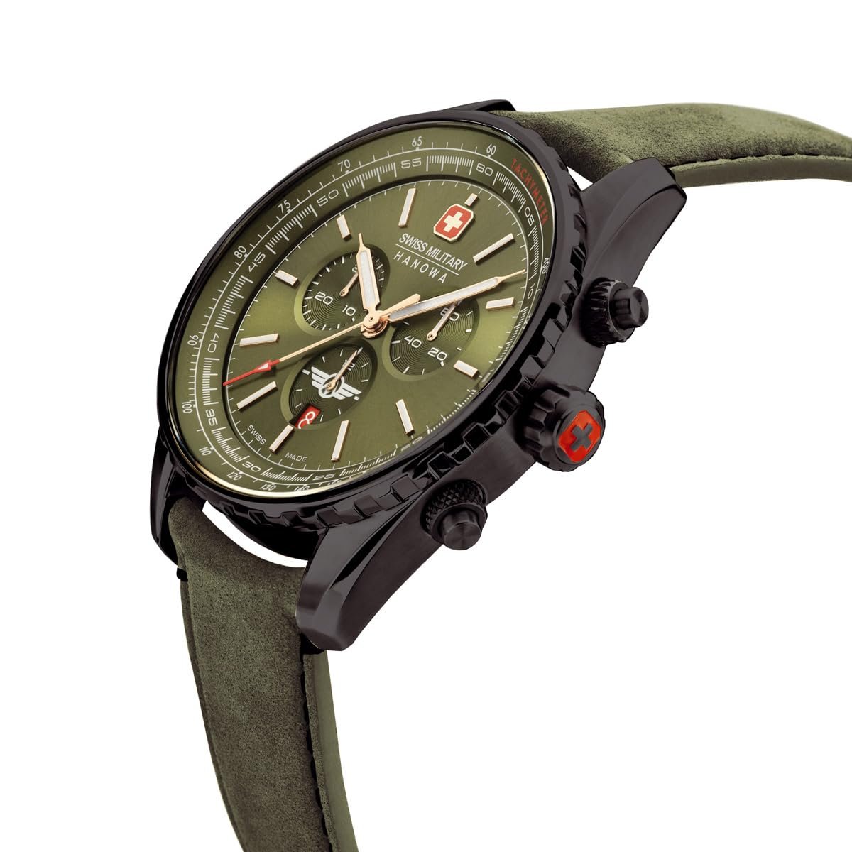 Чоловічий годинник Swiss Military Hanowa Afterburn Chrono з ремінцем з натуральної шкіри або металевим ремінцем, дата, сапфірове скло, фото №4