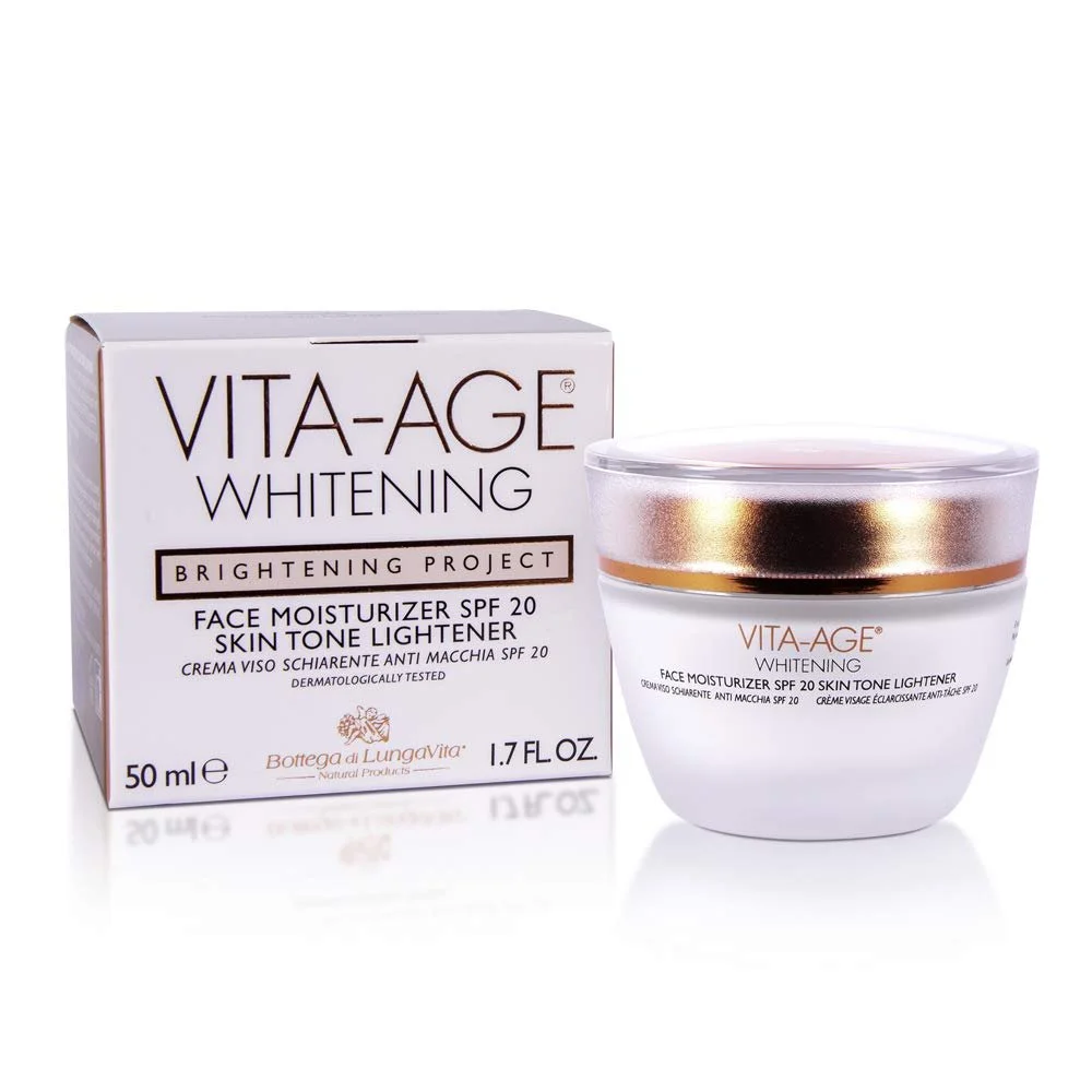 Крем для обличчя BOTTEGA DI LUNGA VITA Vita-Age Whitening Brightening Face Cream від пігментних плям SPF 20 з гліколевою кислотою 50 мл, фото №1 Крем для обличчя BOTTEGA DI LUNGA VITA Vita-Age Whitening Brightening Face Cream від пігментних плям SPF 20 з гліколевою кислотою 50 мл, фото №1