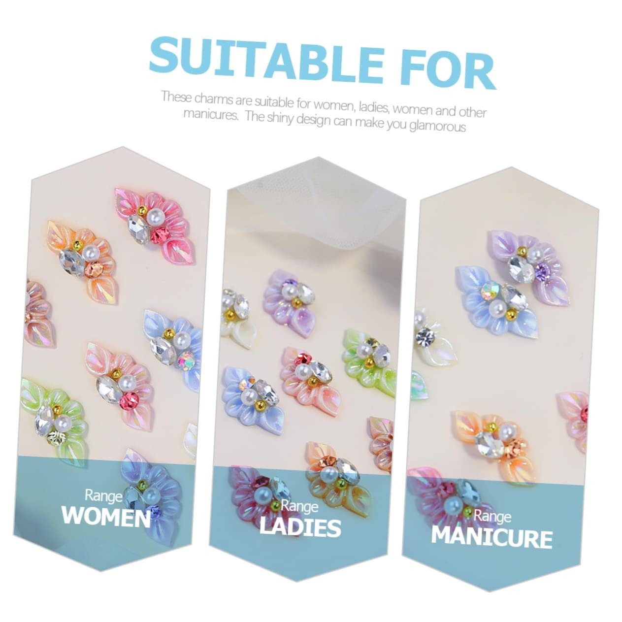 Аксесуари для нігтів Healeved, 27 шт, з квітковими підвісками, фото №5