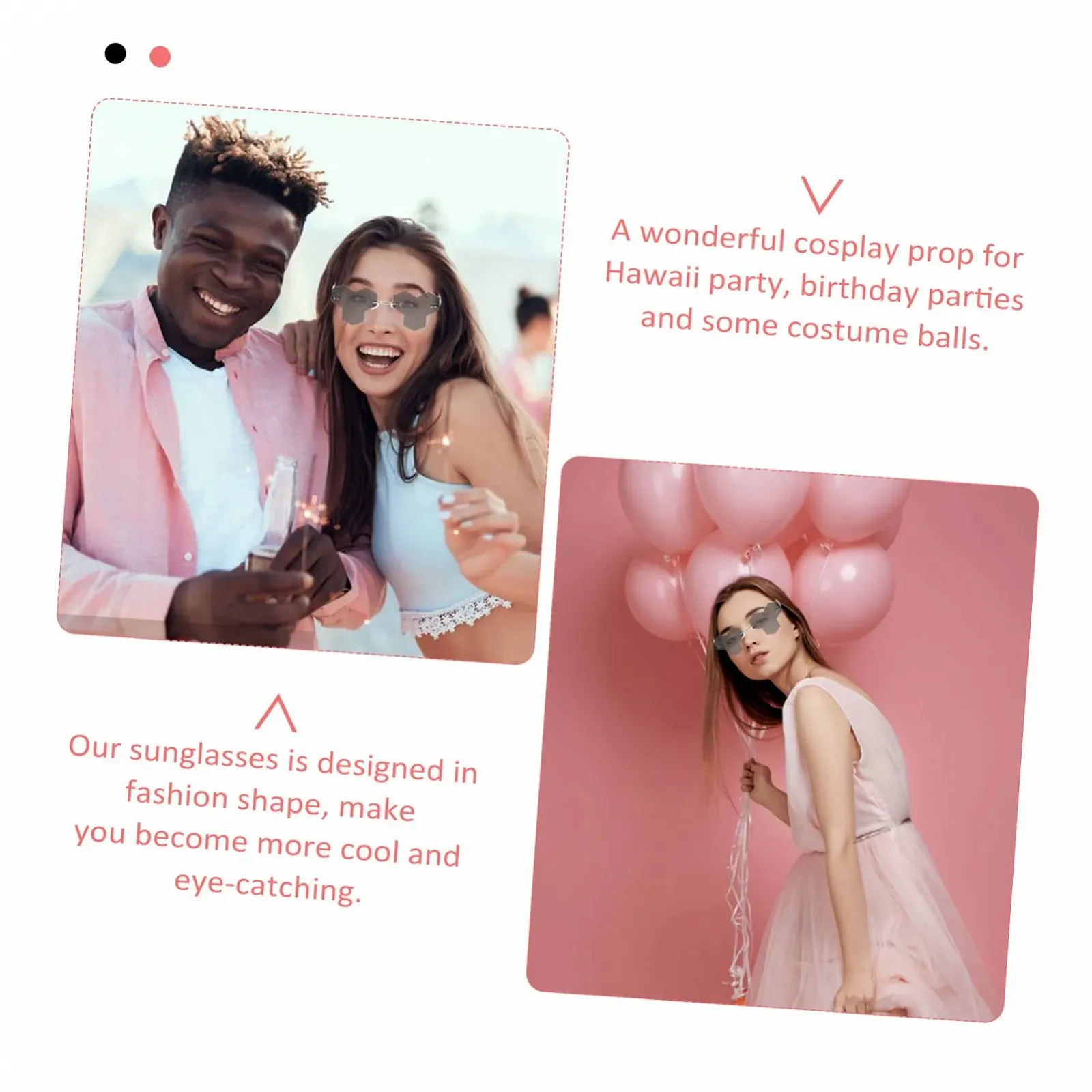 Сонцезахисні окуляри прямокутні Unisex PACKOVE 3 пари без оправи для вечірок та косплею, фото №3