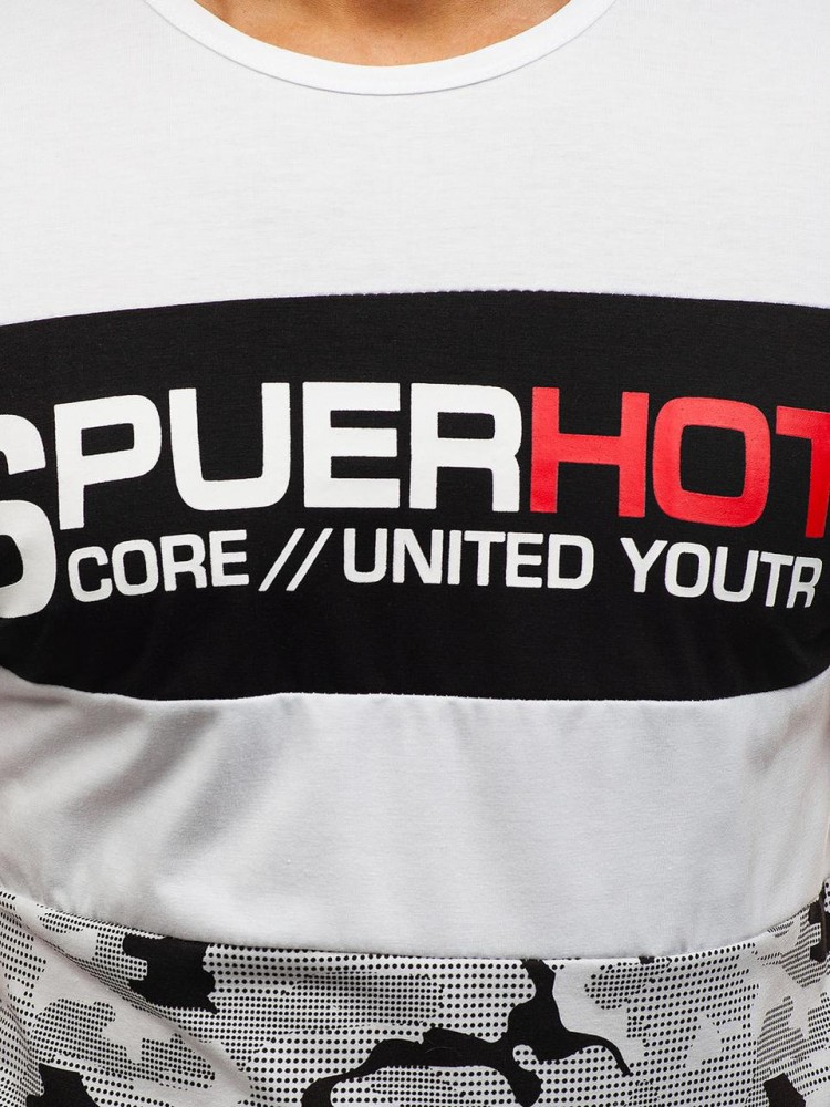 Футболка мужская удлиненная Белая с принтом, фото №4