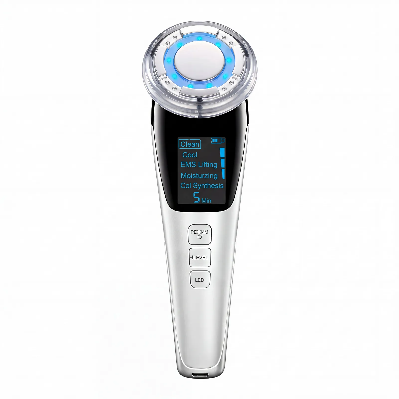 Многофункциональный массажер для лица Hot and Cold Extraction Device с горячим и холодным режимами, EMS микротоком и светотерапией Colorume D818, фото №1