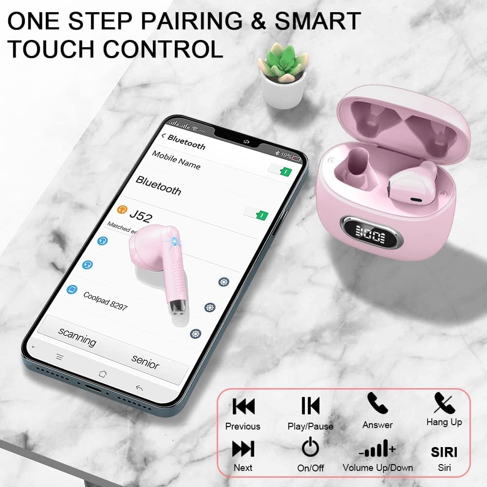 Наушники Bluetooth 5.3 Беспроводные с 4 ENC микрофонами Внутриканальные 42H Глубокие басы Шумоподавление Водонепроницаемые IP7, фото №6
