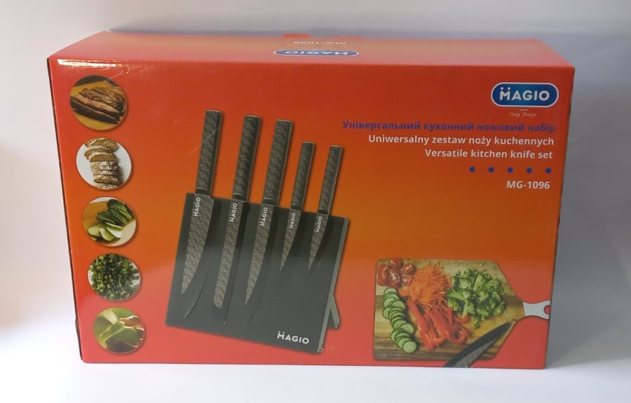 Універсальний кухонний ножовий набір Magio MG-1096 6 предметів Чорний, фото №2
