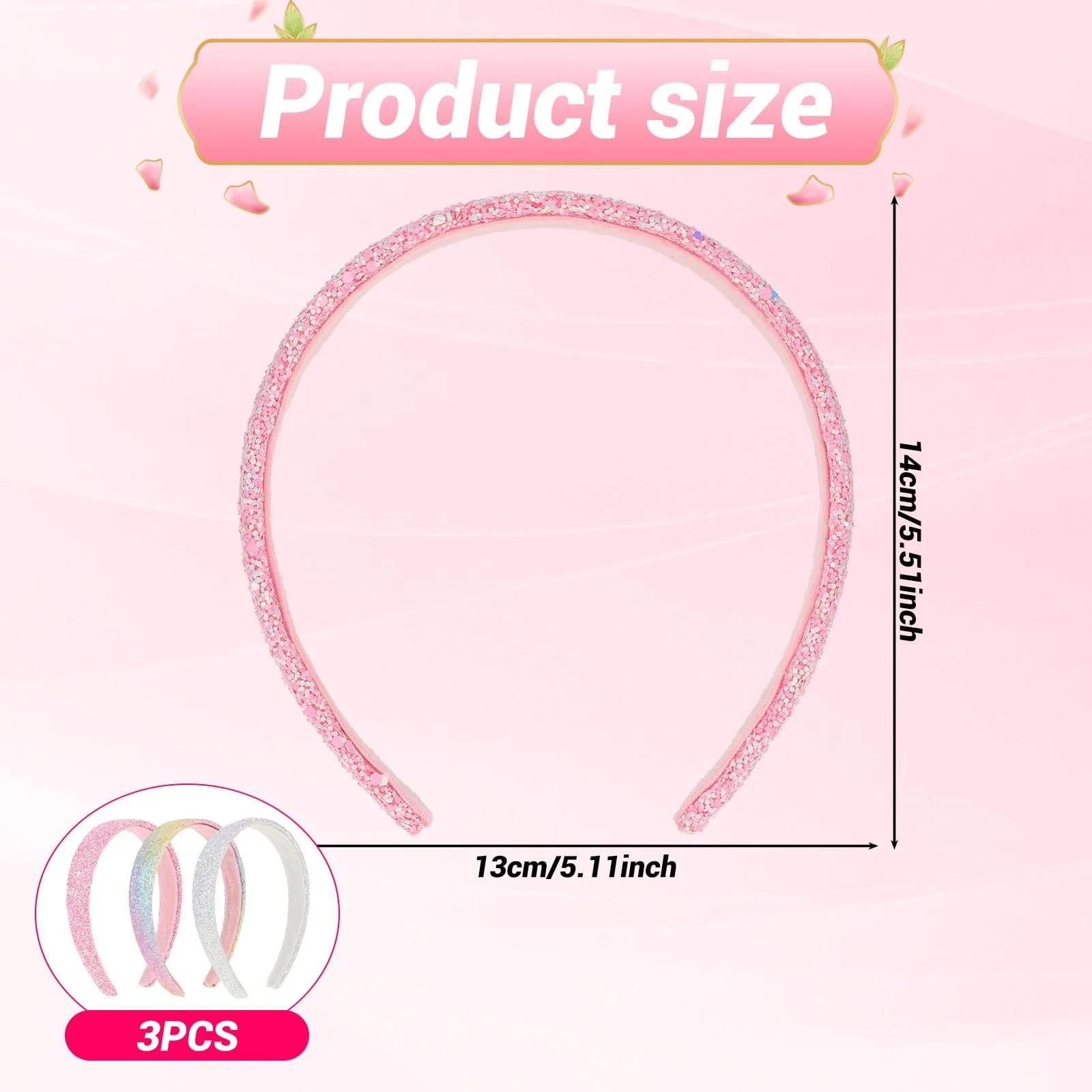 Набор обручей для волос с блестками для девочек (3 шт.), фото №2 Набор обручей для волос с блестками для девочек (3 шт.), фото №2