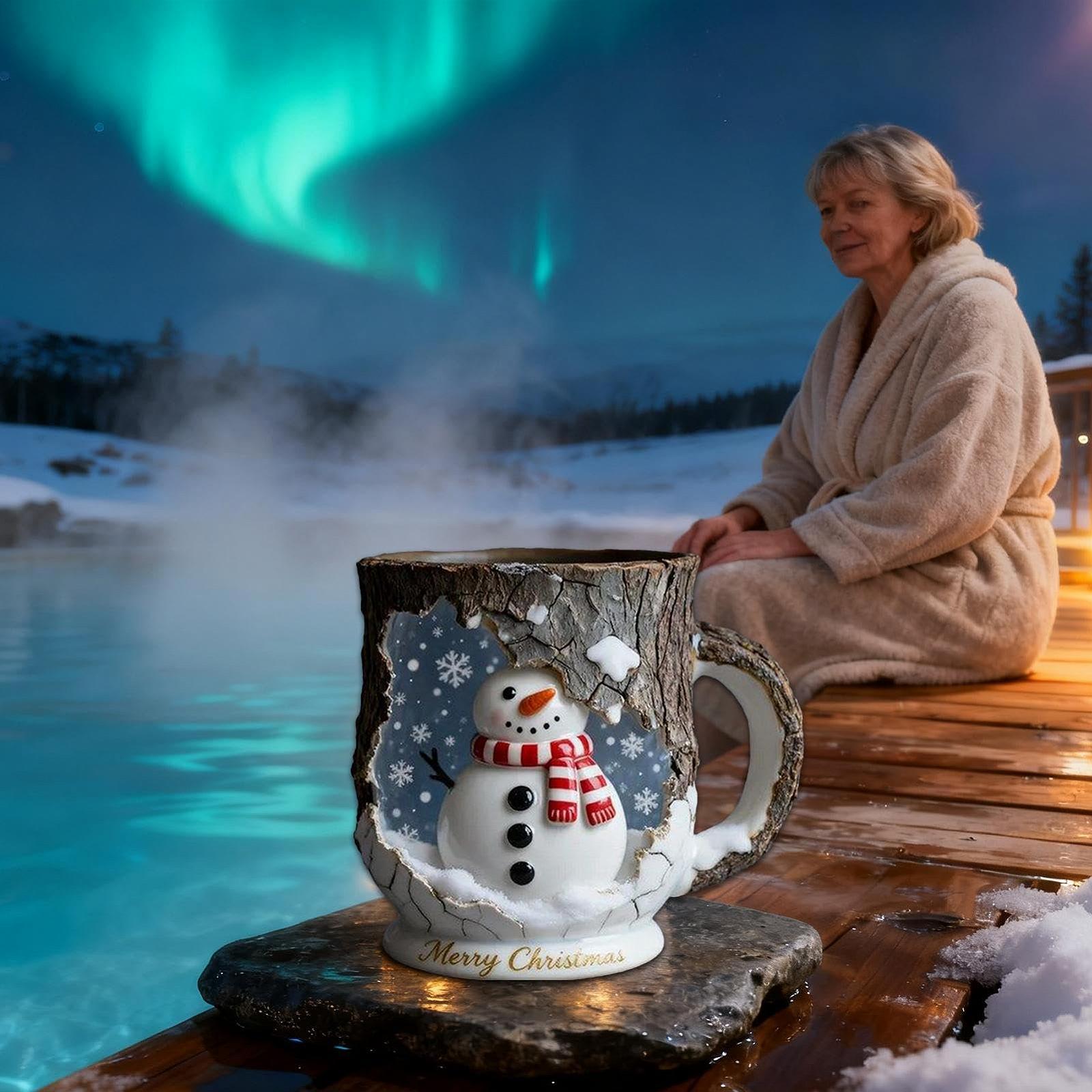 Кухоль Різдвяний з імітацією кори дерева, чашка для чаю з мотивом Санти, фото №3