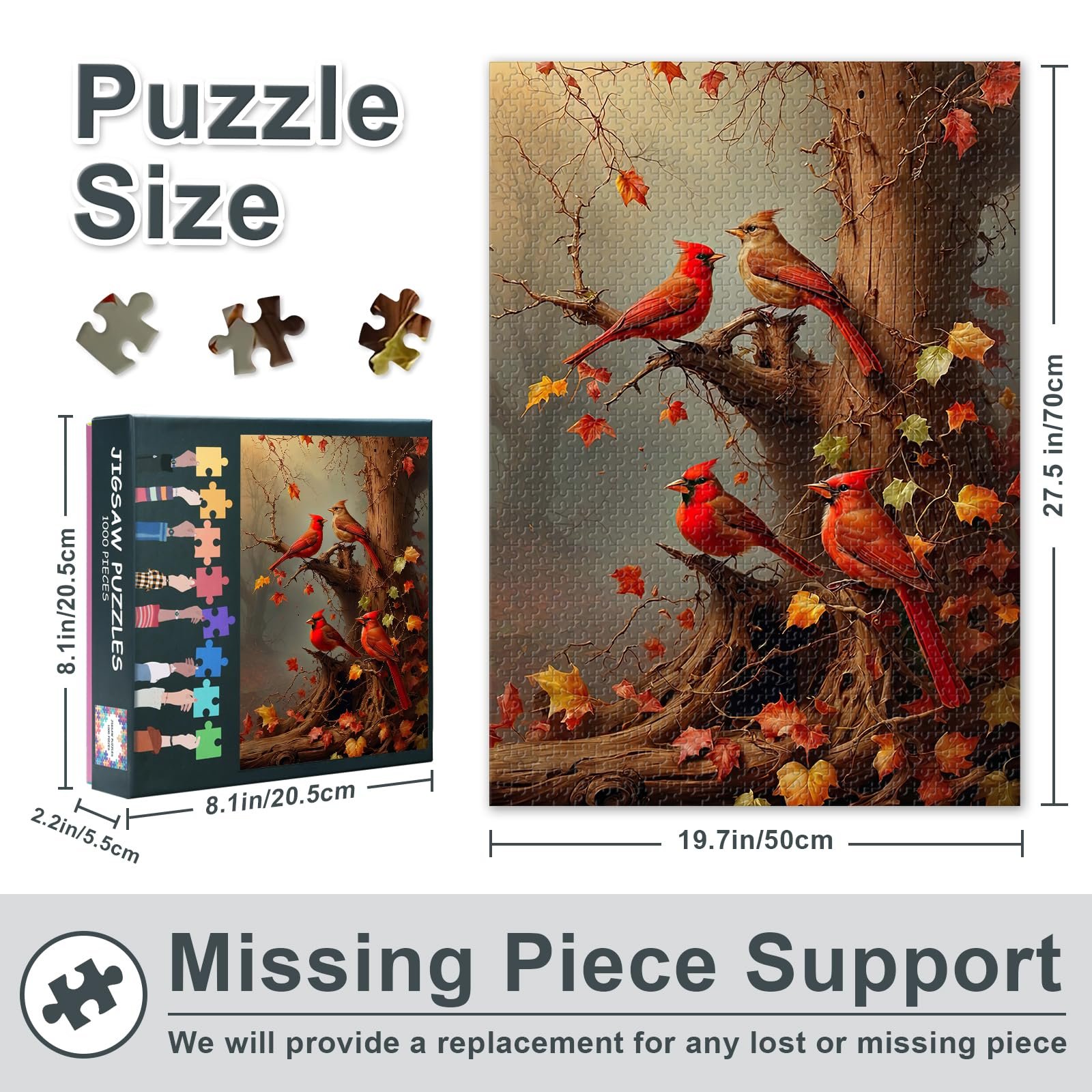 Пазл Red Cardinal Birds Птахи Червоні Кардинали 1000 деталей 70 x 50 см, фото №3