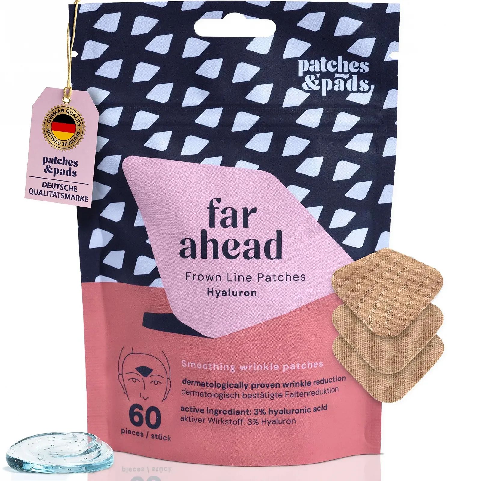 Пластирі Anger Wrinkle з бавовни з гіалуроновою кислотою, 60 штук, фото №1